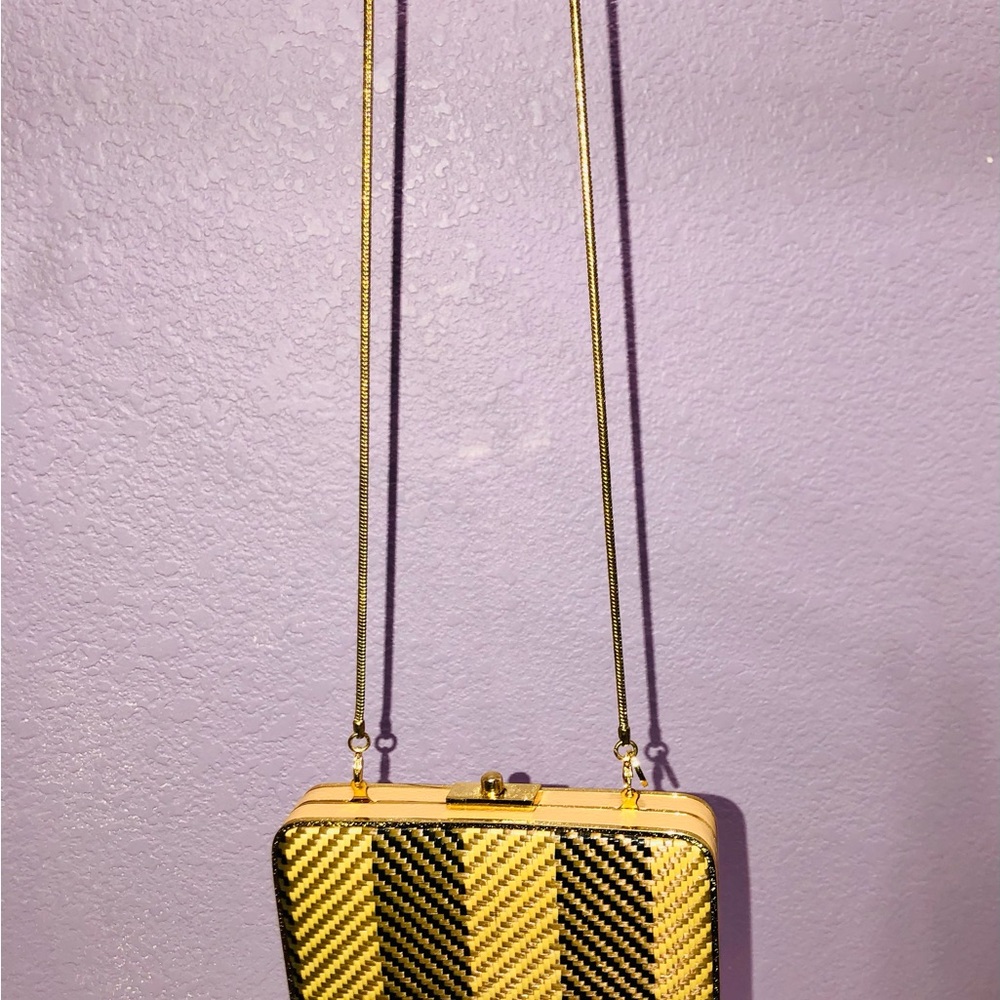 henri bendel After Party leather Woven Evening Clutch with Chain - Picture 17 of 17